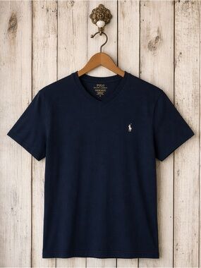 Ralph Lauren Polo blue short sleeve V neck tee top T shirt S